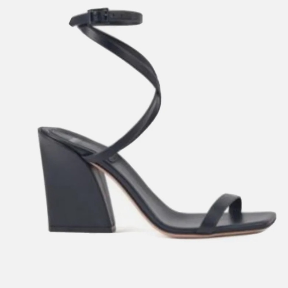 Hugo Boss Leather Ankle Strap Heels Dark Blue Kristen Sandals size 37